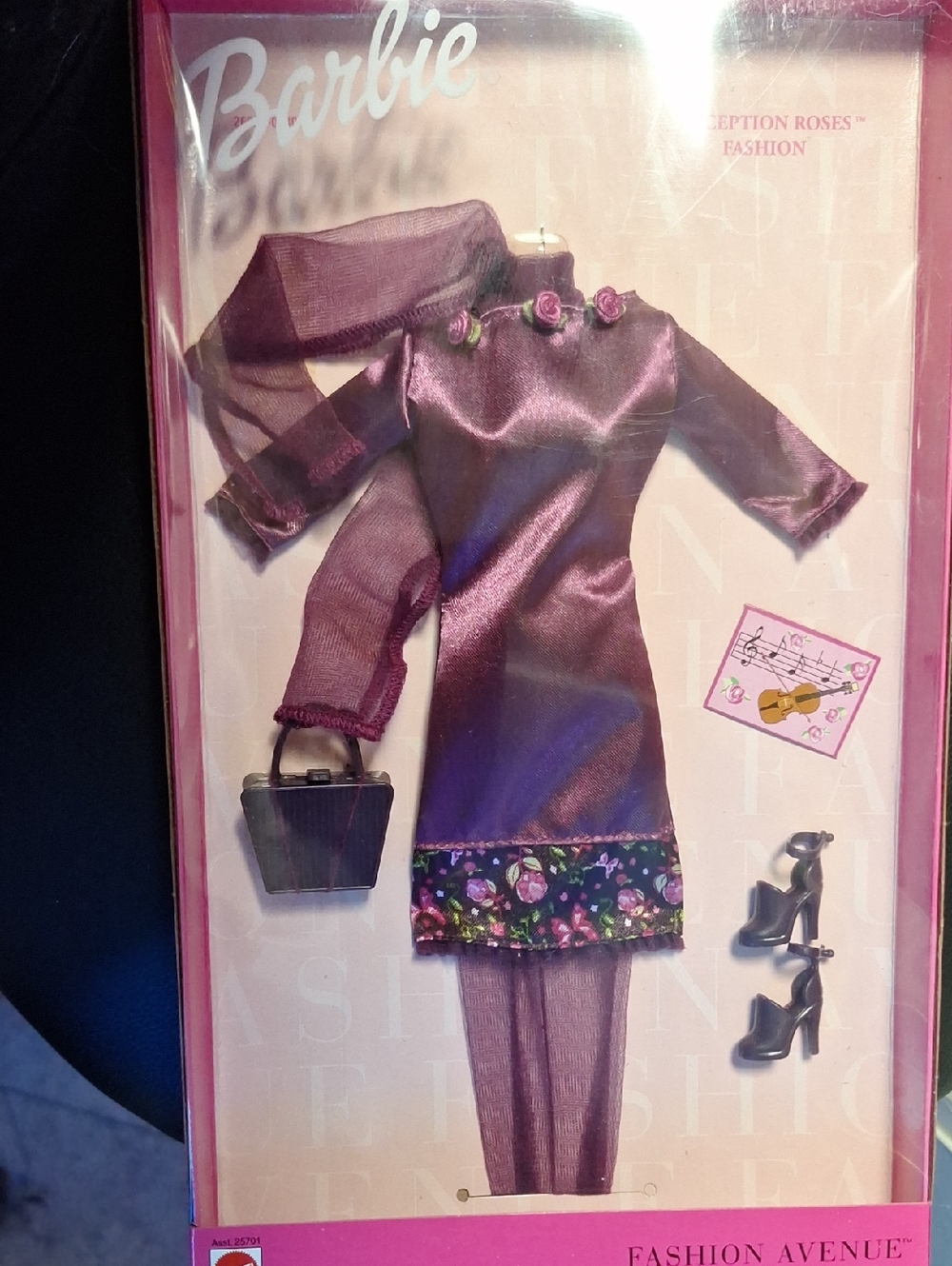 Barbie Purple Satin Tunic Set with Floral Trim